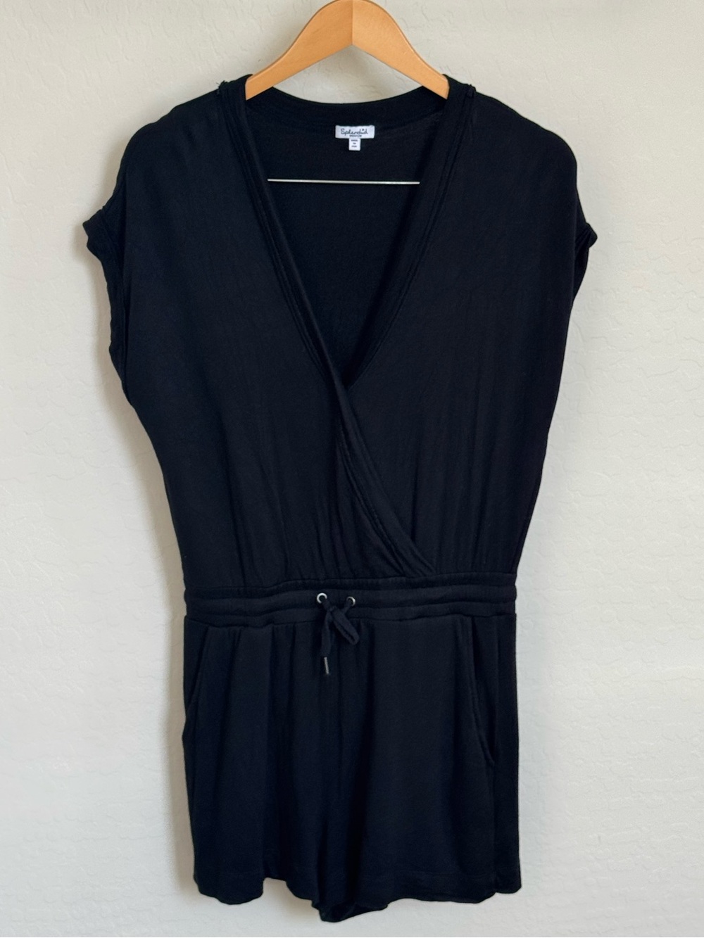 Splendid Black French Terry Surplice Romper Size Medium